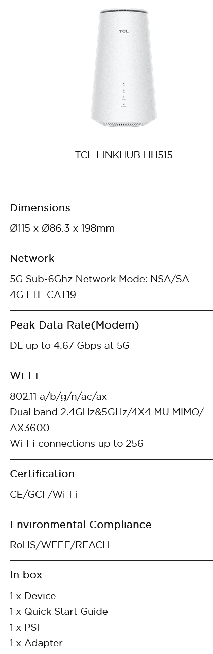 TCL HH515LM 5G Router bei Hofer | LTE-Forum Österreich